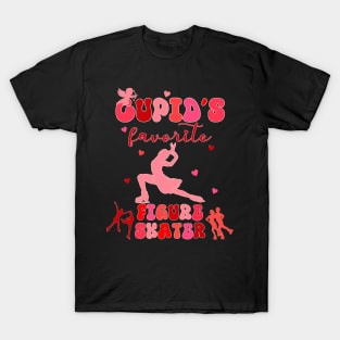 Cupid_s Favorite Figure Skater Valentines Day Groovy Design T-Shirt